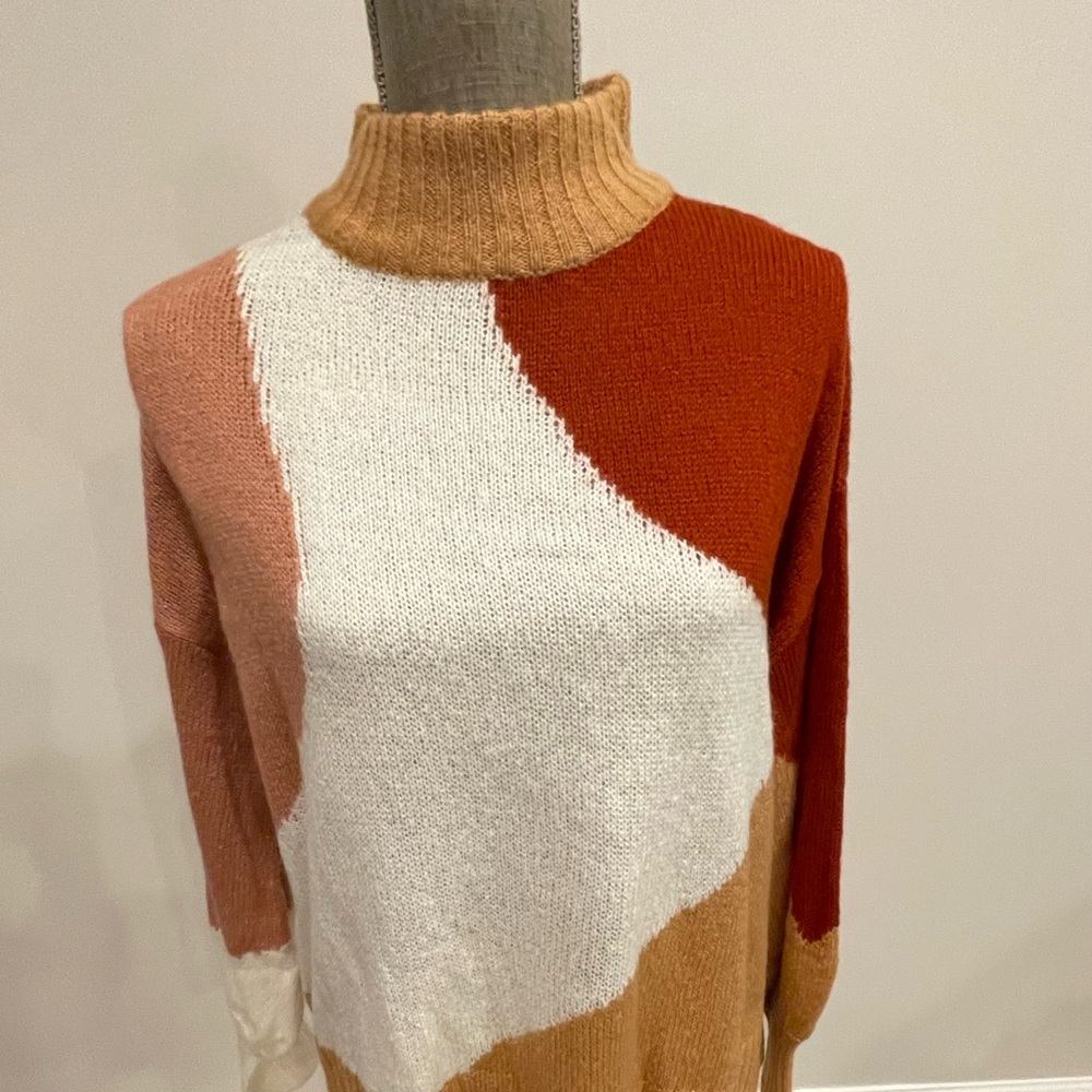 Colorblock Sweater - Red, White, Tan- Brand New.  UK10/US6 - Picture 5 of 12